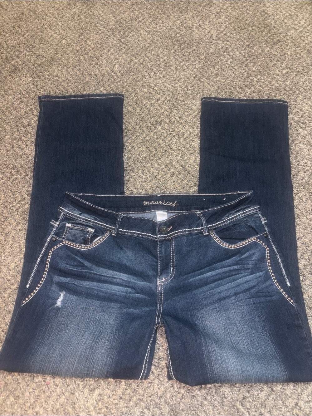 Maurices Dark Indigo Bootcut Jeans with Contrast Stitching